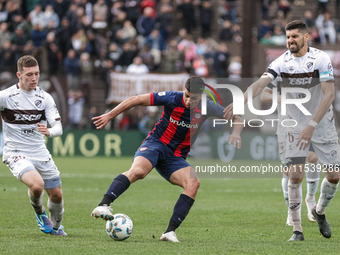 Alexis Cuello of San Lorenzo plays during the match between Platense and San Lorenzo as part of Liga Profesional 2024 at Estadio ''Ciudad de...