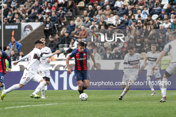 Alexis Cuello of San Lorenzo plays during the match between Platense and San Lorenzo as part of Liga Profesional 2024 at Estadio ''Ciudad de...