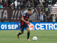 Nahuel Arias of San Lorenzo is in action during the match between Platense and San Lorenzo as part of Liga Profesional 2024 at Estadio ''Ciu...