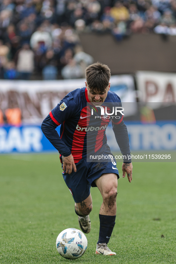 Matias Reali of San Lorenzo plays during the match between Platense and San Lorenzo as part of Liga Profesional 2024 at Estadio ''Ciudad de...