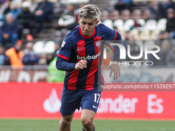 Elian Irala of San Lorenzo is in action during the match between Platense and San Lorenzo as part of Liga Profesional 2024 at Estadio ''Ciud...