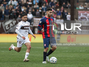 Nahuel Bustos of San Lorenzo is in action during the match between Platense and San Lorenzo as part of Liga Profesional 2024 at Estadio ''Ci...