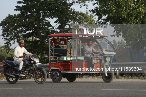 An auto-rickshaw in Bazpur, Uttarakhand, India, on April 19, 2024. 