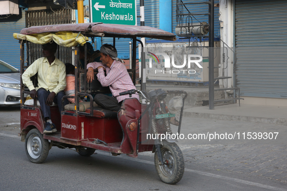 An auto-rickshaw in Bazpur, Uttarakhand, India, on April 19, 2024. 