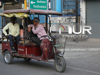 An auto-rickshaw in Bazpur, Uttarakhand, India, on April 19, 2024. (