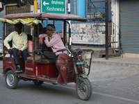 An auto-rickshaw in Bazpur, Uttarakhand, India, on April 19, 2024. (