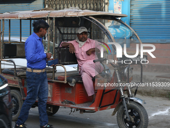 An auto-rickshaw in Bazpur, Uttarakhand, India, on April 19, 2024. (