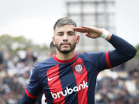 Ivan Leguizamon of San Lorenzo celebrates after scoring the first goal of his team during a match between Platense and San Lorenzo as part o...