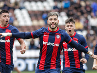 Ivan Leguizamon of San Lorenzo celebrates after scoring the first goal of his team during a match between Platense and San Lorenzo as part o...