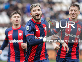 Ivan Leguizamon of San Lorenzo celebrates after scoring the first goal of his team during a match between Platense and San Lorenzo as part o...