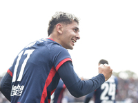 Elian Irala of San Lorenzo celebrates after scoring the second goal of his team during a match between Platense and San Lorenzo as part of L...