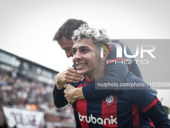 Elian Irala of San Lorenzo celebrates after scoring the second goal of his team during a match between Platense and San Lorenzo as part of L...