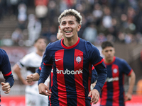 Elian Irala of San Lorenzo celebrates after scoring the second goal of his team during a match between Platense and San Lorenzo as part of L...