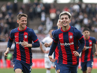 Elian Irala of San Lorenzo celebrates after scoring the second goal of his team during a match between Platense and San Lorenzo as part of L...