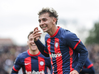 Elian Irala of San Lorenzo celebrates after scoring the second goal of his team during a match between Platense and San Lorenzo as part of L...