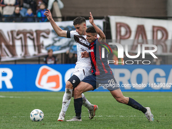 Alexis Cuello of San Lorenzo and Leonel Picco of Platense are in action during the match between Platense and San Lorenzo as part of Liga Pr...