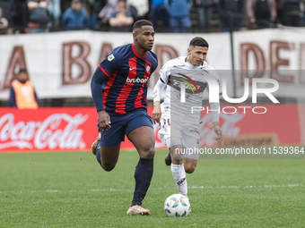 Jhohan Romana of San Lorenzo plays during the match between Platense and San Lorenzo as part of Liga Profesional 2024 at Estadio ''Ciudad de...