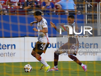 Dallas defender Marco Farfan #4 controls the ball during the MLS match between FC Dallas and Colorado Rapids at Toyota Stadium in Frisco, Te...