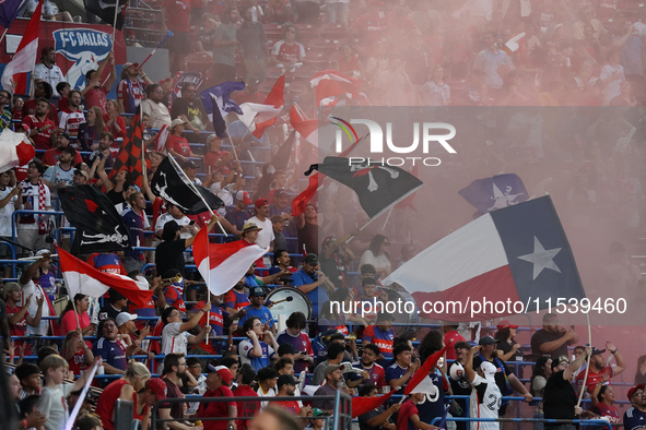 FC Dallas supporters back their team during the MLS match between FC Dallas and Colorado Rapids at Toyota Stadium in Frisco, Texas, on Augus...