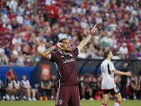 Colorado Rapids forward Rafael Navarro #9 celebrates after scoring a goal during the MLS match between FC Dallas and Colorado Rapids at Toyo...