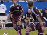 Colorado Rapids midfielder Calvin Harris #14 controls the ball during the MLS match between FC Dallas and Colorado Rapids at Toyota Stadium...