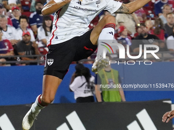 FC Dallas forward Petar Musa #9 jumps for the header during the MLS match between FC Dallas and Colorado Rapids at Toyota Stadium in Frisco,...