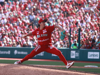 Trevor Bauer #96 of Diablos Rojos pitches the ball during match 7 of the Mexican Baseball League (LMB) South Zone 2024 championship series a...