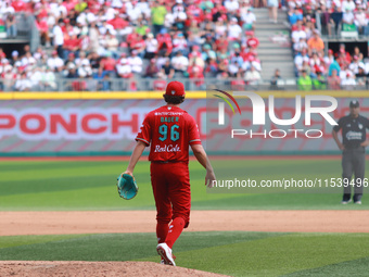 Trevor Bauer #96 of Diablos Rojos pitches the ball during match 7 of the Mexican Baseball League (LMB) South Zone 2024 championship series a...