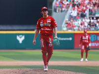 Trevor Bauer #96 of Diablos Rojos pitches the ball during match 7 of the Mexican Baseball League (LMB) South Zone 2024 championship series a...