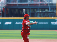 Trevor Bauer #96 of Diablos Rojos celebrates during match 7 of the Mexican Baseball League (LMB) South Zone 2024 championship series against...