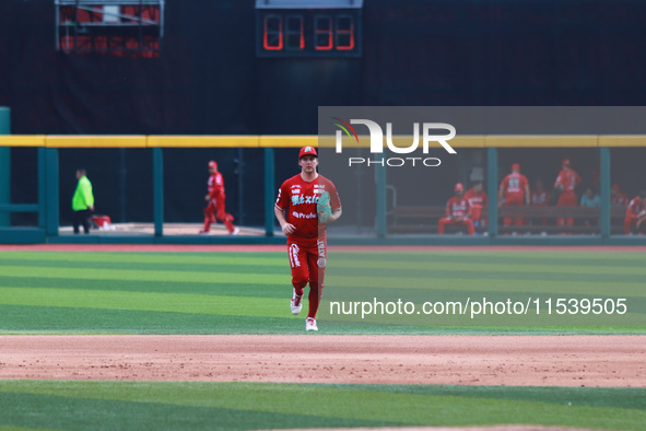 Trevor Bauer #96 of Diablos Rojos pitches the ball during match 7 of the Mexican Baseball League (LMB) South Zone 2024 championship series a...