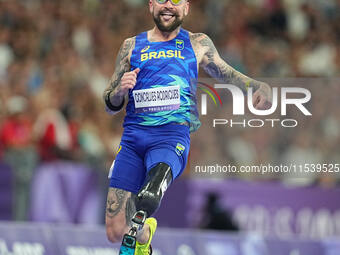 Rodrigues Goncalves Vinicius of Brazil in action in Men's 100m - T63 Round 1 during the Paris 2024 Paralympic Games at Stade de France on Se...