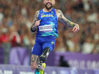 Rodrigues Goncalves Vinicius of Brazil in action in Men's 100m - T63 Round 1 during the Paris 2024 Paralympic Games at Stade de France on Se...