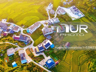 Layered rice terraces are seen in Yuexi County, Anqing, China, on September 2, 2024. (