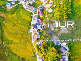 Layered rice terraces are seen in Yuexi County, Anqing, China, on September 2, 2024. (