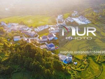 Layered rice terraces are seen in Yuexi County, Anqing, China, on September 2, 2024. (