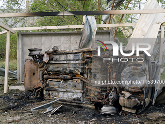 A car is damaged by the Russian missile attack in Kyiv, Ukraine, on September 2, 2024. NO USE RUSSIA. NO USE BELARUS. (