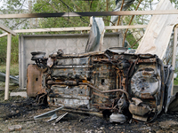 A car is damaged by the Russian missile attack in Kyiv, Ukraine, on September 2, 2024. NO USE RUSSIA. NO USE BELARUS. (