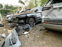 Cars are damaged by the Russian missile attack in Kyiv, Ukraine, on September 2, 2024. NO USE RUSSIA. NO USE BELARUS. (