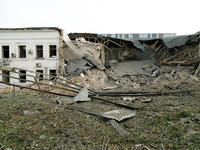 A building on Beresteiskyi Avenue is destroyed by a Russian missile attack in Kyiv, Ukraine, on September 2, 2024. NO USE RUSSIA. NO USE BEL...