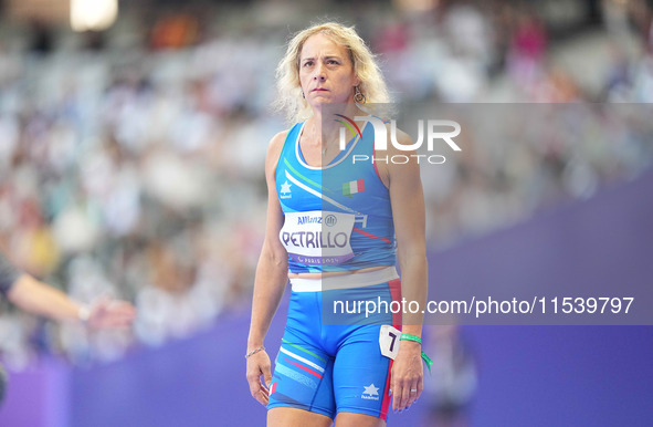 Valentina Petrillo of Italy in action in Women's 400m - T12 Round 1 during the Paris 2024 Paralympic Games at Stade de France on September 2...