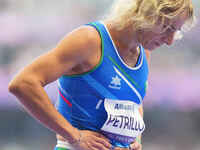 Valentina Petrillo of Italy in action in Women's 400m - T12 Round 1 during the Paris 2024 Paralympic Games at Stade de France on September 2...