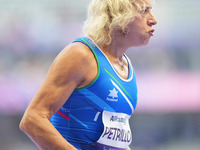 Valentina Petrillo of Italy in action in Women's 400m - T12 Round 1 during the Paris 2024 Paralympic Games at Stade de France on September 2...