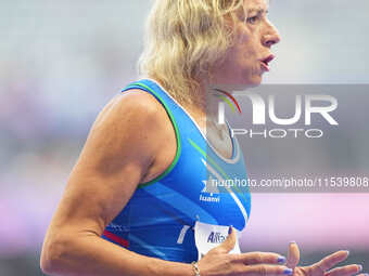 Valentina Petrillo of Italy in action in Women's 400m - T12 Round 1 during the Paris 2024 Paralympic Games at Stade de France on September 2...