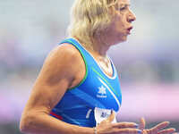 Valentina Petrillo of Italy in action in Women's 400m - T12 Round 1 during the Paris 2024 Paralympic Games at Stade de France on September 2...