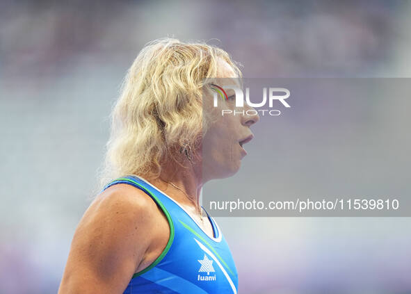 Valentina Petrillo of Italy in action in Women's 400m - T12 Round 1 during the Paris 2024 Paralympic Games at Stade de France on September 2...