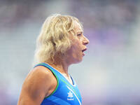 Valentina Petrillo of Italy in action in Women's 400m - T12 Round 1 during the Paris 2024 Paralympic Games at Stade de France on September 2...