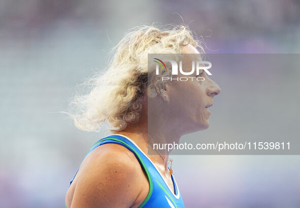 Valentina Petrillo of Italy in action in Women's 400m - T12 Round 1 during the Paris 2024 Paralympic Games at Stade de France on September 2...