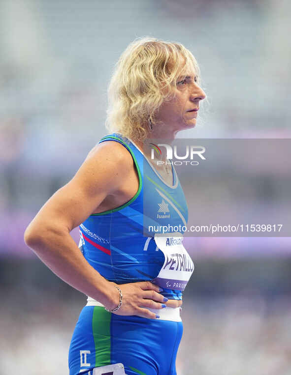 Valentina Petrillo of Italy in action in Women's 400m - T12 Round 1 during the Paris 2024 Paralympic Games at Stade de France on September 2...