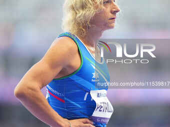 Valentina Petrillo of Italy in action in Women's 400m - T12 Round 1 during the Paris 2024 Paralympic Games at Stade de France on September 2...